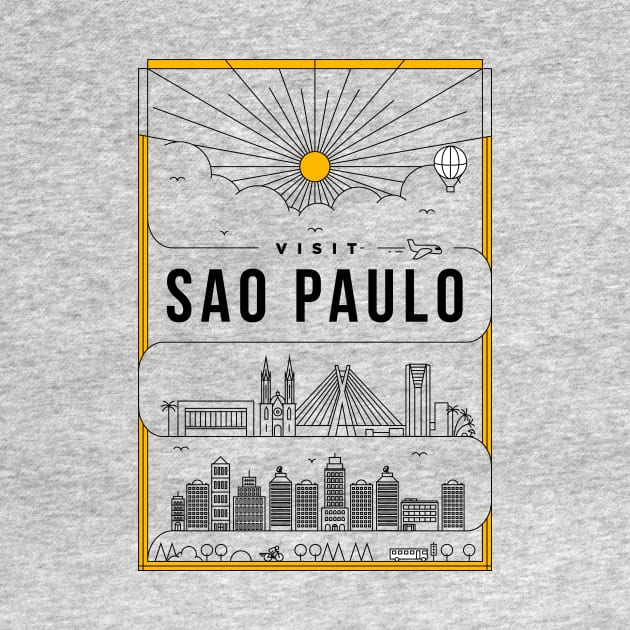 Sao Paulo Minimal Lineal Poster by kursatunsal